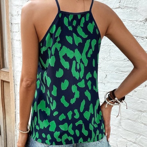 Leopard print Graphic Print Cami Top green blue - Picture 3 of 5